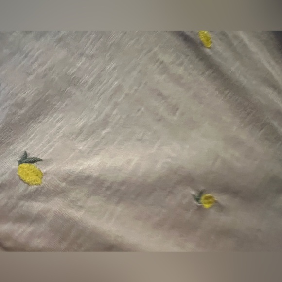 NWT Loft V-Neck Cotton Lemon Embroidered quarter Sleeve Top Sz M - Picture 4 of 7